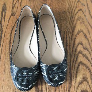 Tory Burch - Black Snake Skin Ballet Flats